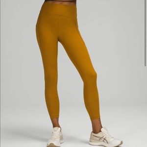 New Lululemon Power Thru HR Tight 25” Gold Spice Yoga Pants 4
